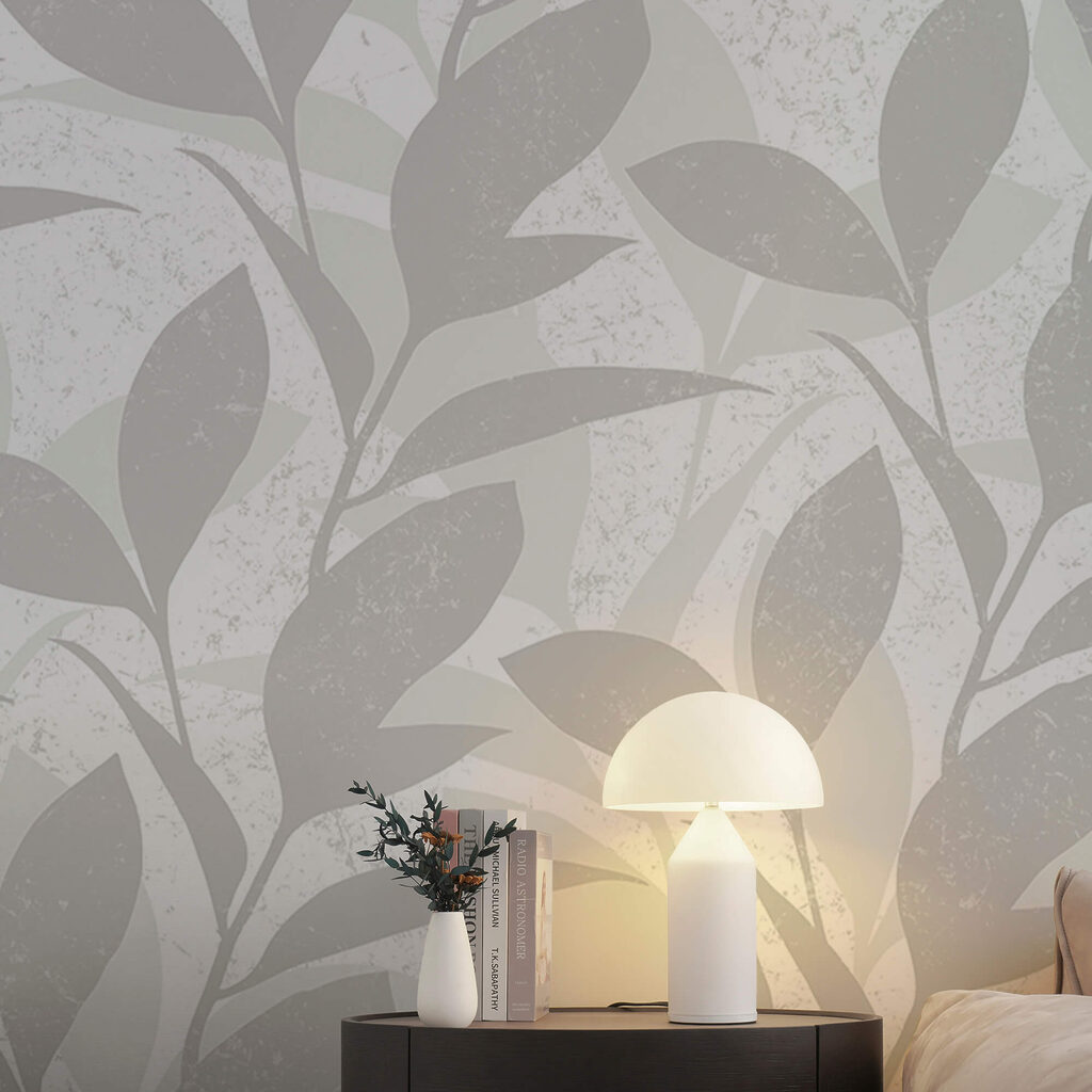 Pattern of leaves on a white background