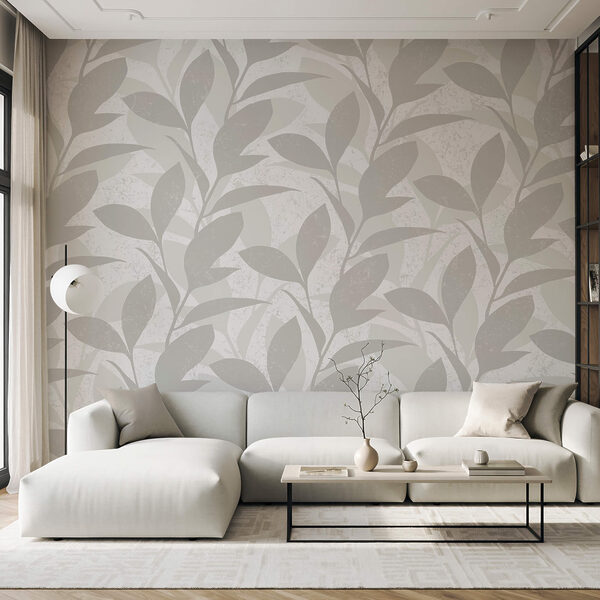 Pattern of leaves on a white background