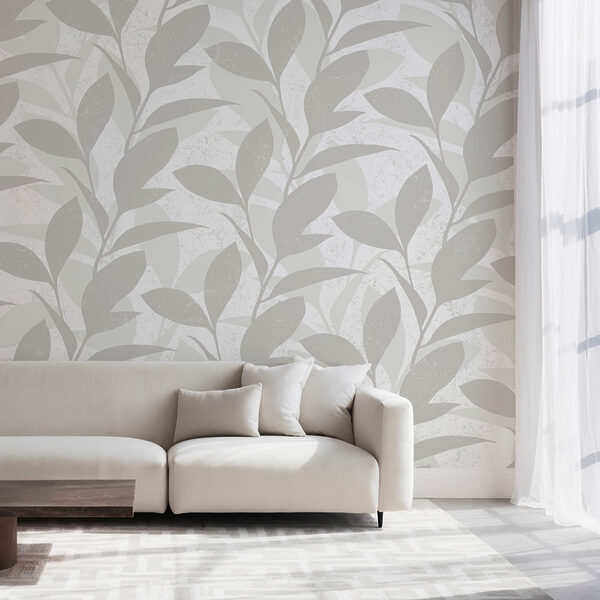 Pattern of leaves on a white background