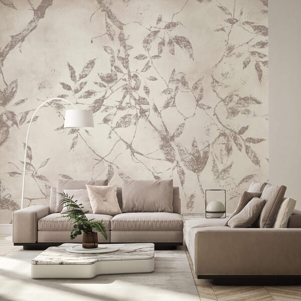 Wall murals Wall murals Foliage patterns on a soft background (SKU: t00441)