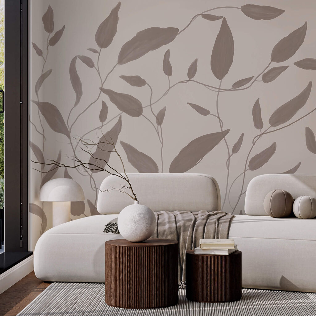 Drawing of leaves on a white background