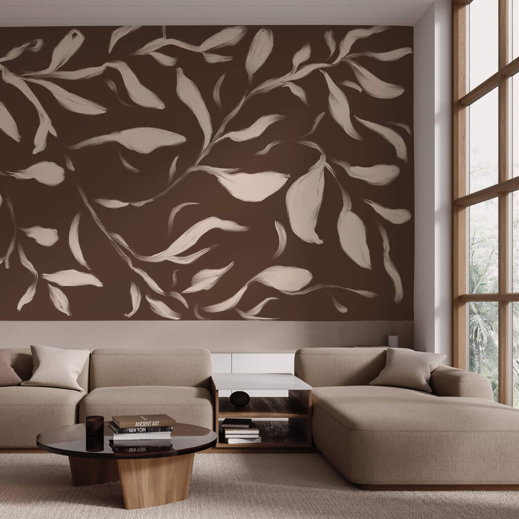 - Whispering leaves on a brown backdrop