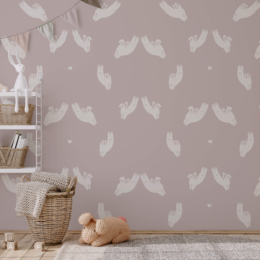 Pattern of rabbits on a gray background