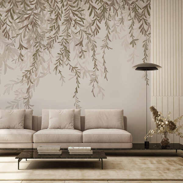 Wall murals Wall murals Delicate leaves in soft hues (SKU: t00474)