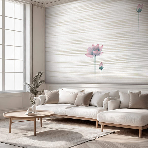Wall murals Wall murals Serene blooms on gentle waves (SKU: t00521)