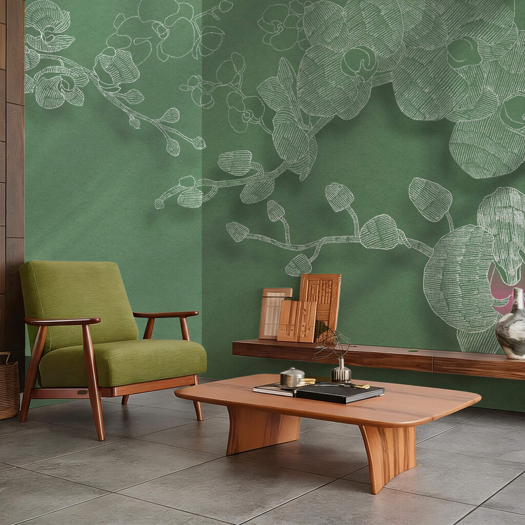 Delicate orchids against a green backdrop