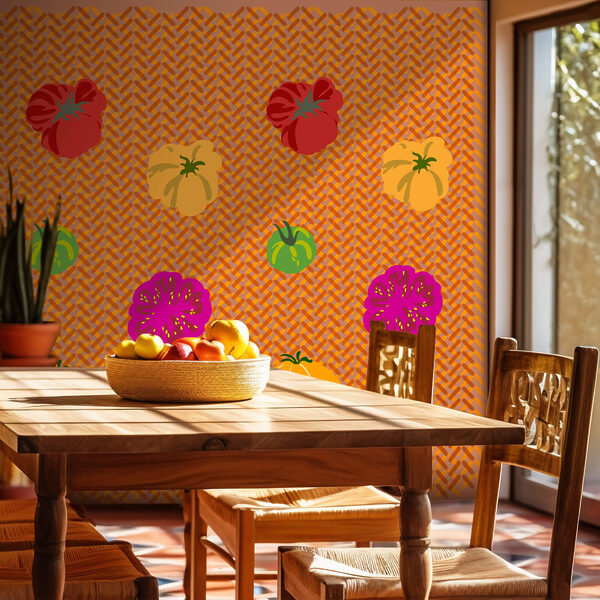 Wall murals Wall murals Group of tomatoes on a woven surface (SKU: t00536)