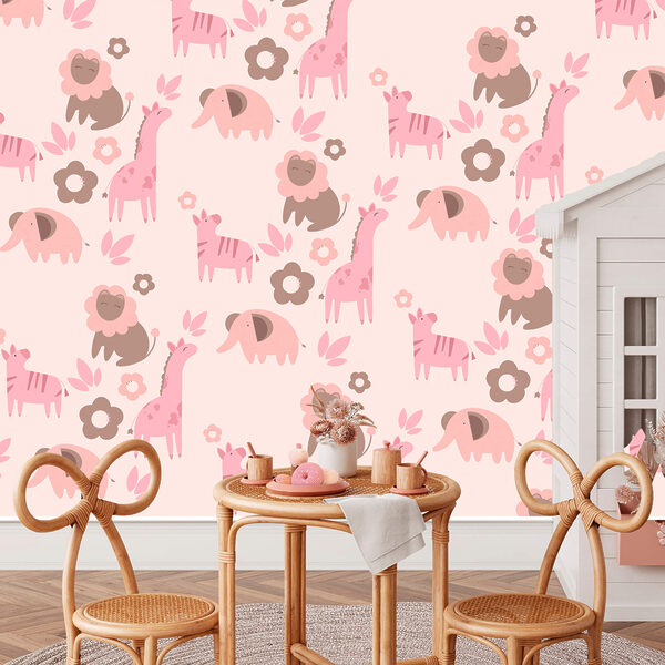 Wall murals Wall murals Pattern of animals and flowers (SKU: t00459)