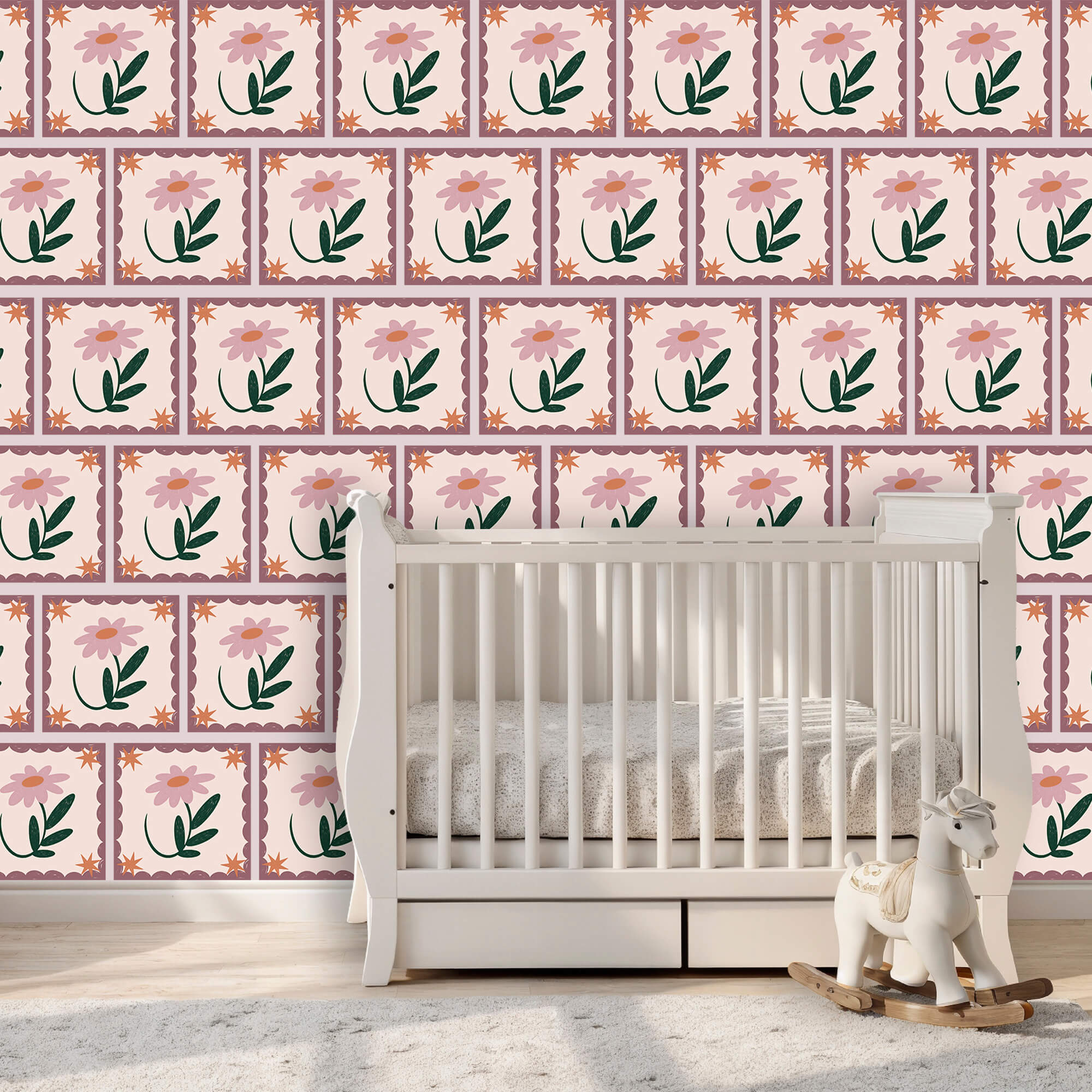 Pattern of flowers and leaves