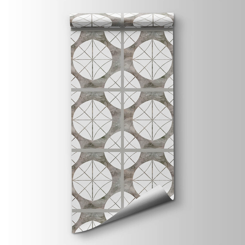 Pattern of white circles and grey squares