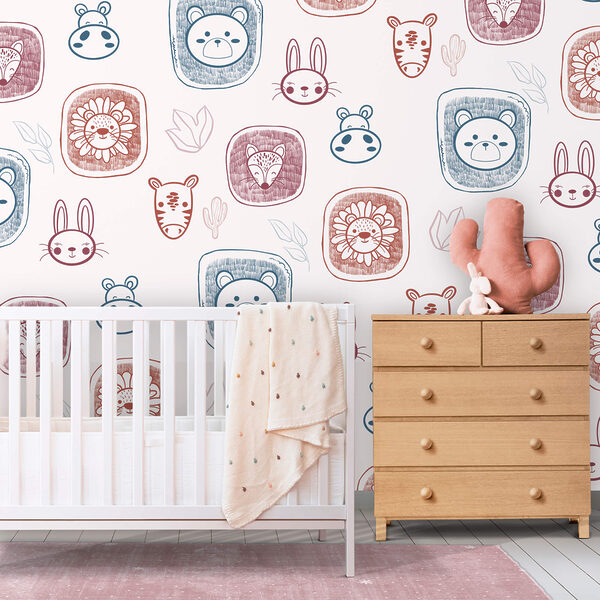 Wall murals Wall murals Pattern of animals on a white background (SKU: t00483)