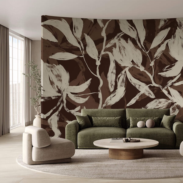 Flowing leaves in soft monochrome tones