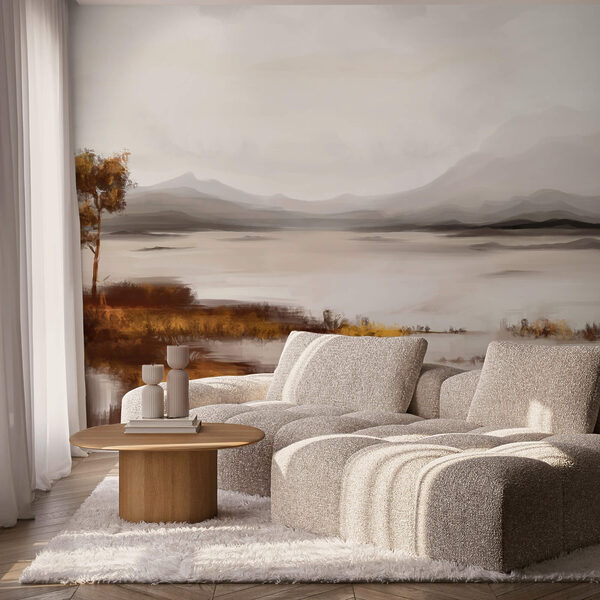 Wall murals Wall murals Landscape of a lake with mountains in the background (SKU: t00517)