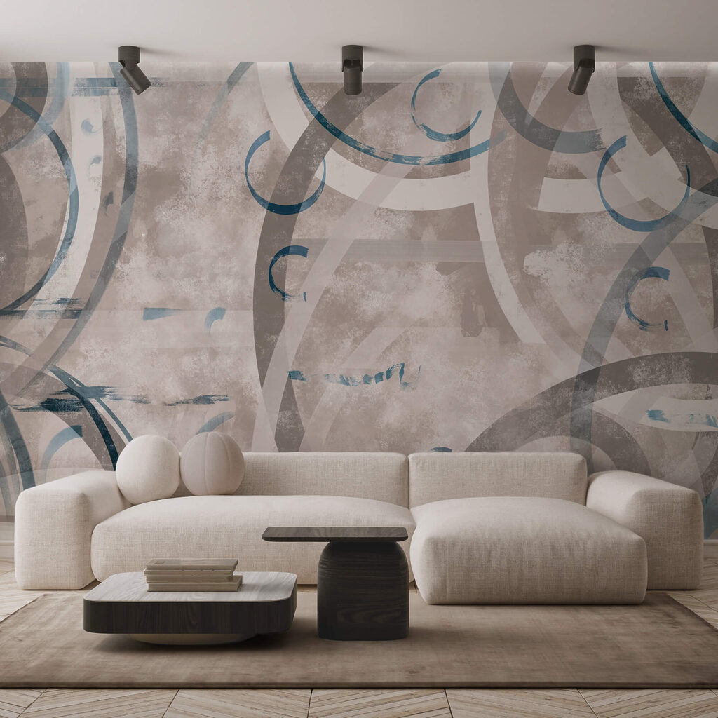 Grey and blue swirls and circles Grey and blue swirls and circles