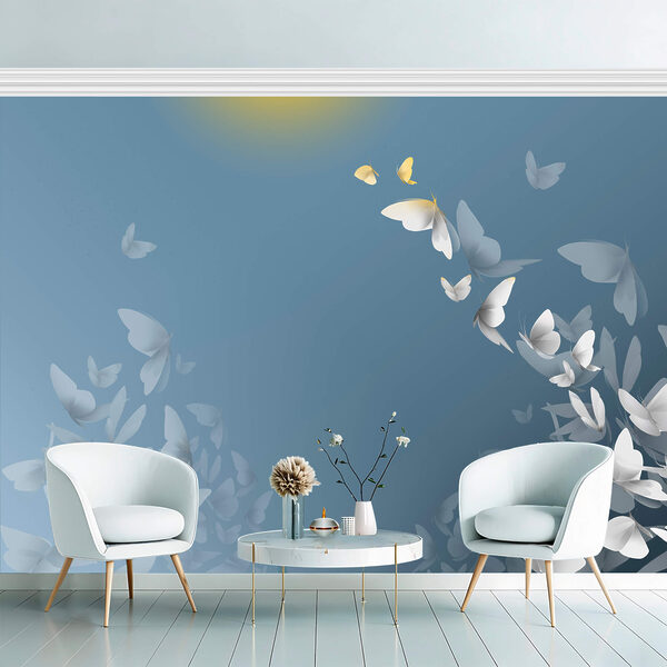 Group of butterflies flying in the sky