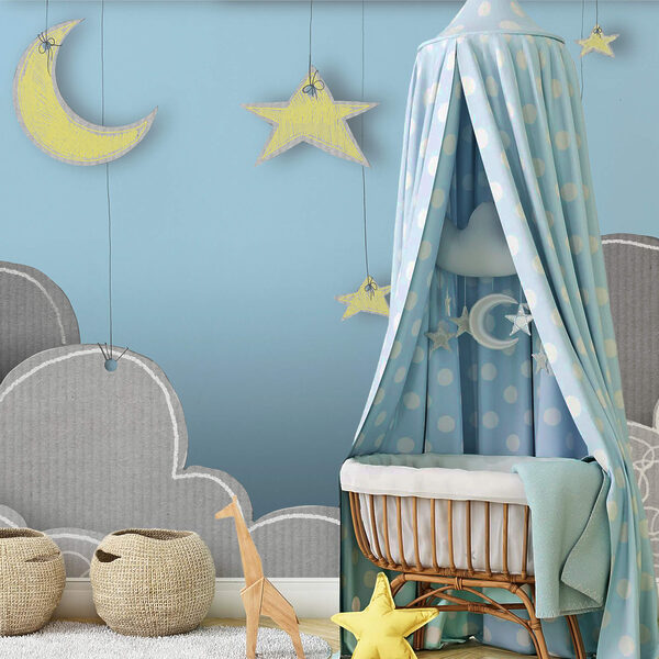 Moon and stars from clouds