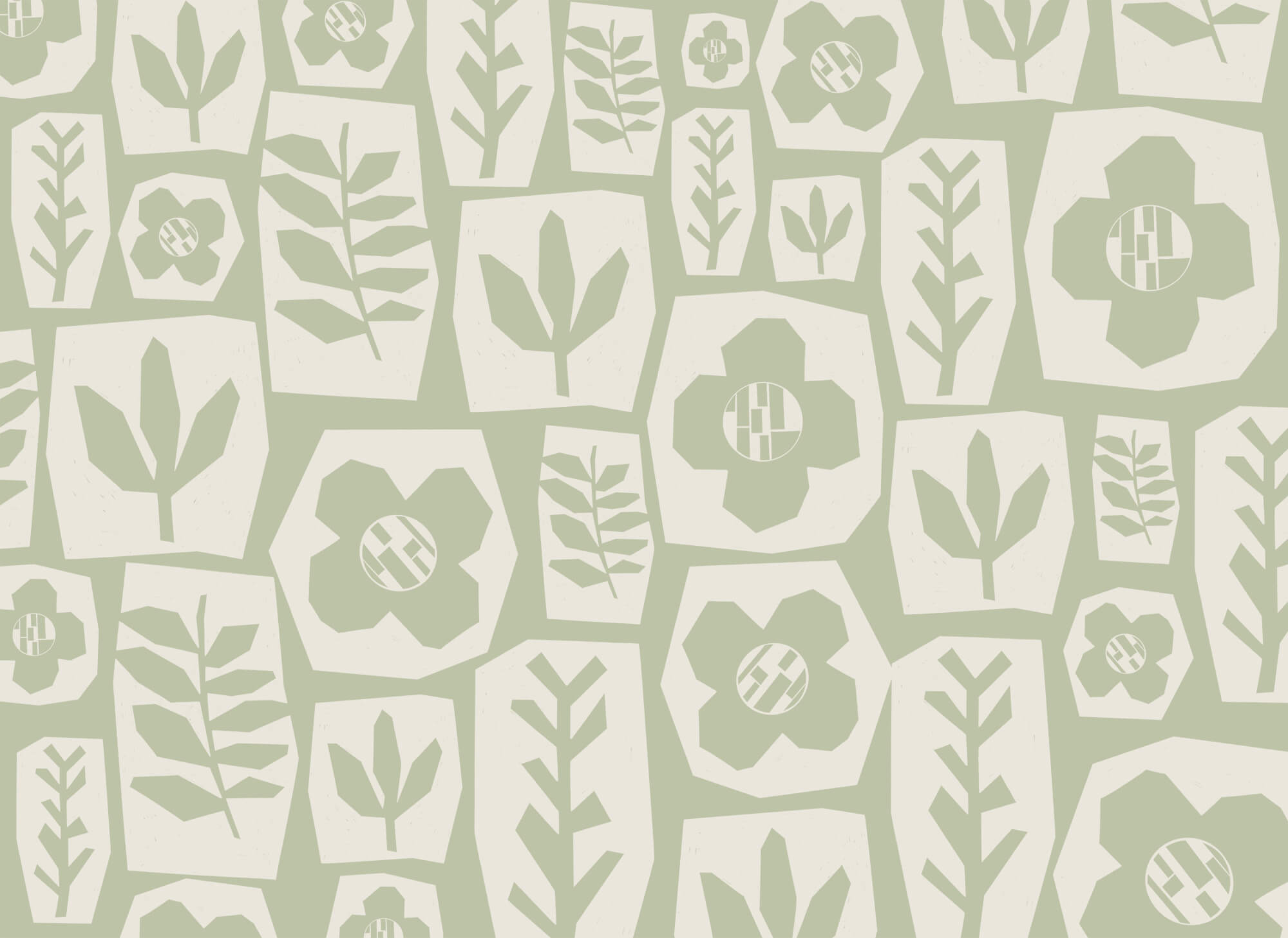 Pattern of flowers and leaves