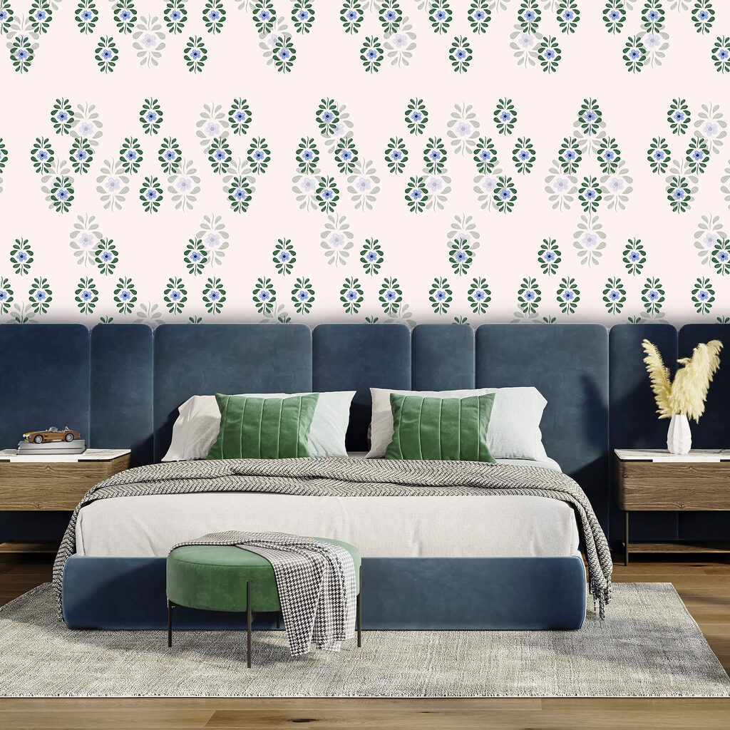 Pattern of blue flowers