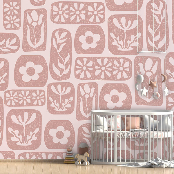 Wall murals Wall murals Pattern of flowers and leaves (SKU: t00582)