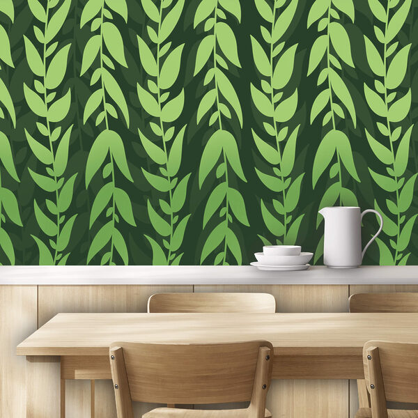 Wall murals Wall murals Pattern of green leaves (SKU: t00596)
