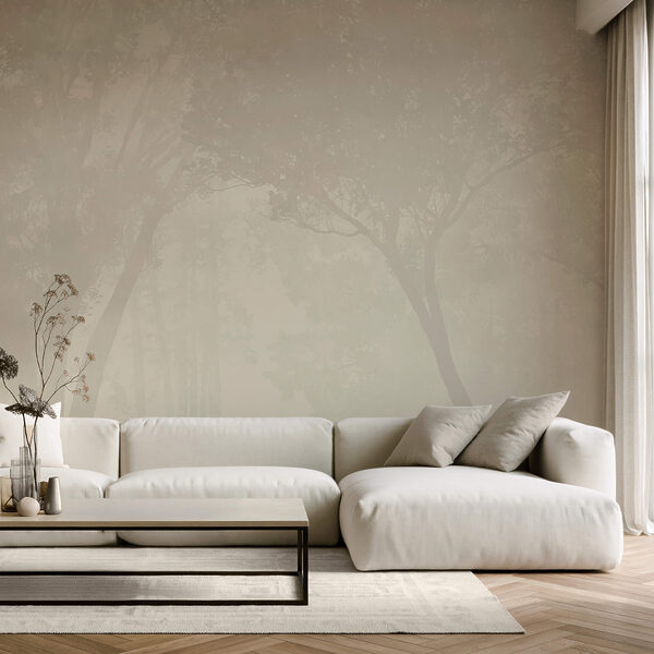 Foggy forest with trees