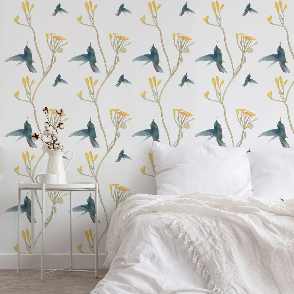 Pattern of birds and flowers