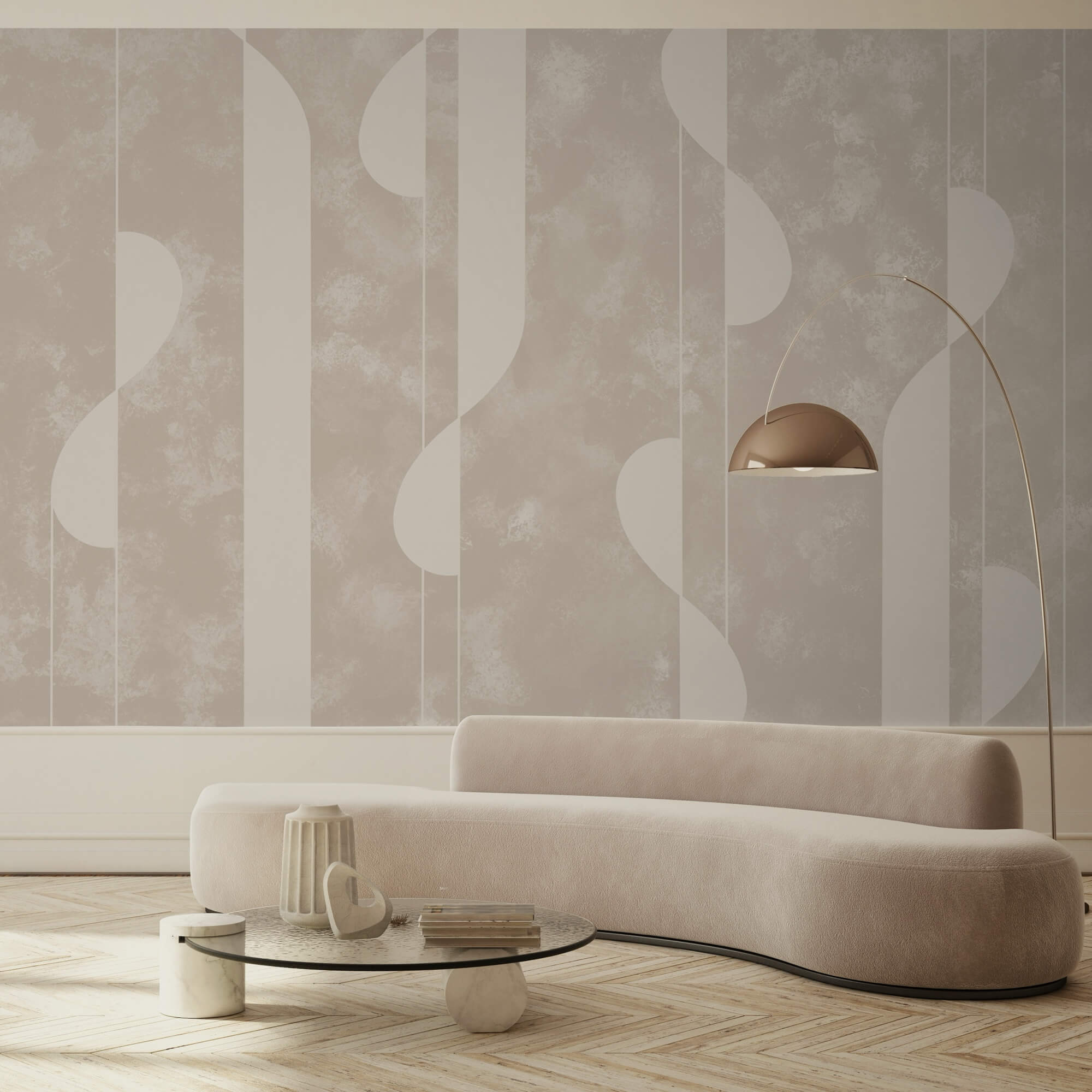 Abstract shapes in soft beige tones