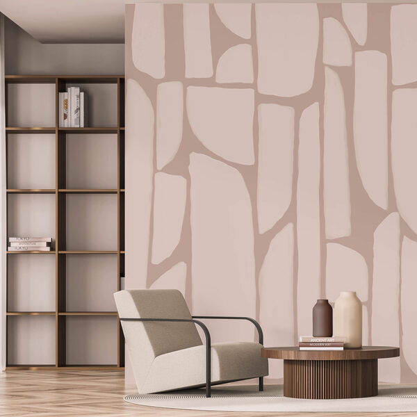 Wall murals Wall murals Pattern of white and pink shapes (SKU: t00555)