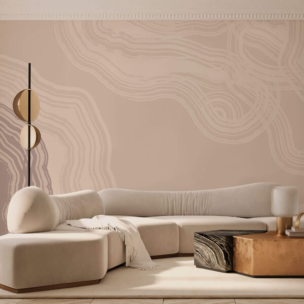 Wall murals Wall murals Fluid lines in soft earth tones (SKU: t00556)
