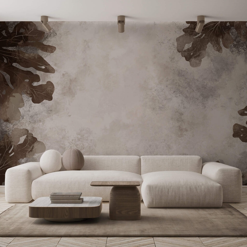 Brown leaves on a white surface