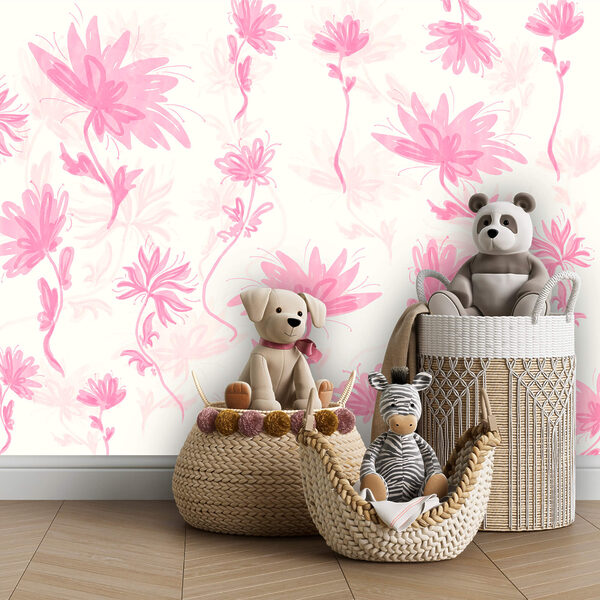 Pink flowers on a white background