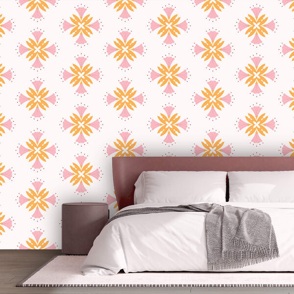 Pattern of pink and orange flowers