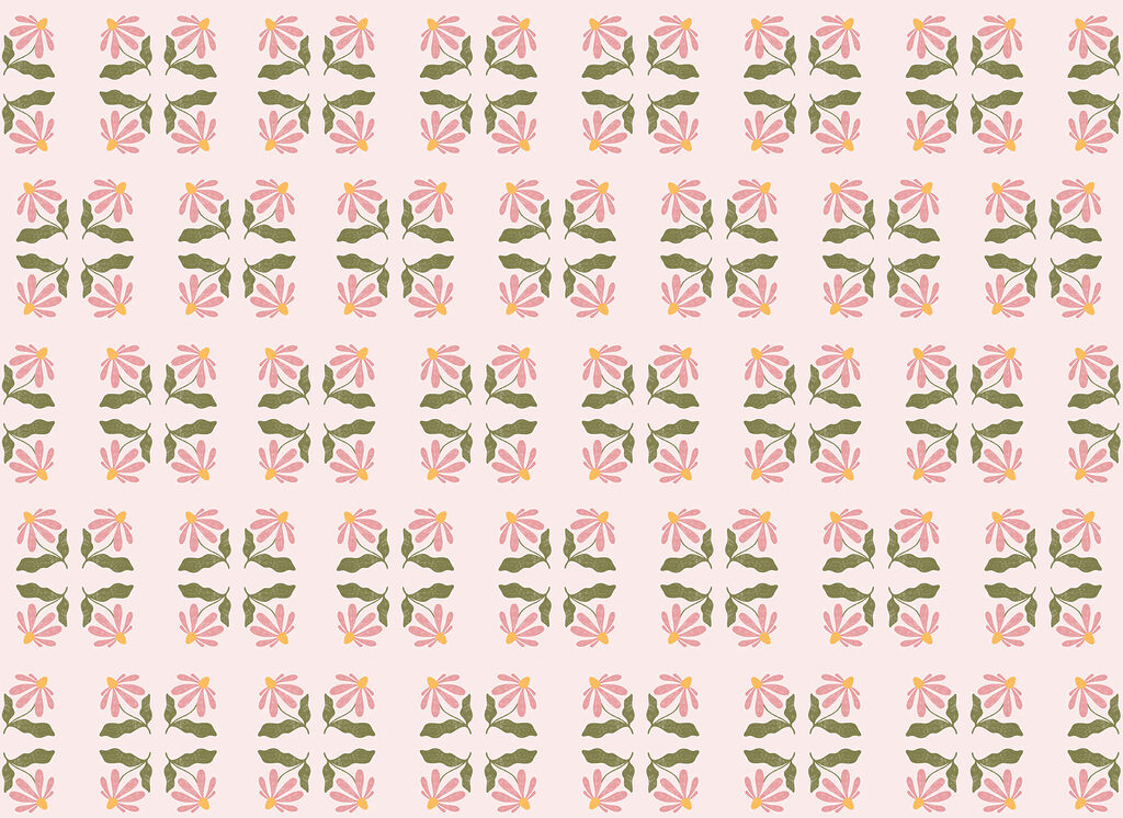Pattern of flowers and leaves