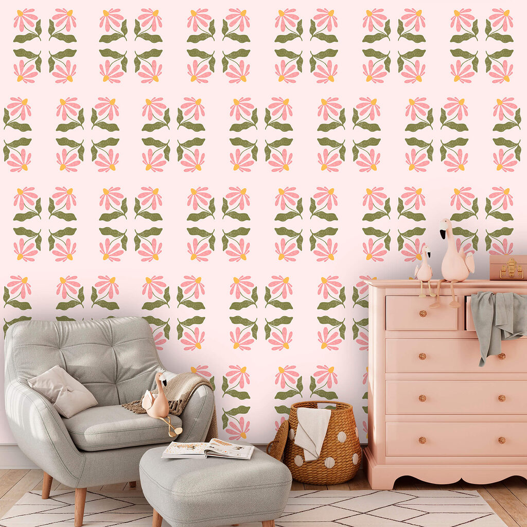 Pattern of flowers and leaves