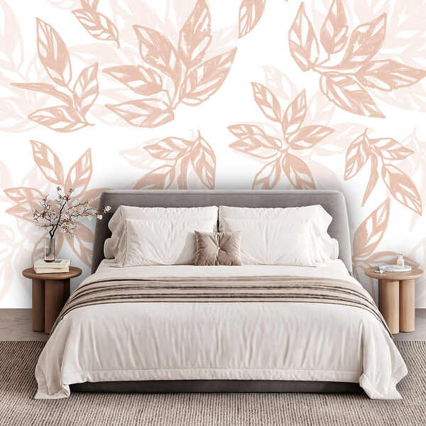 Pattern of leaves on a white background