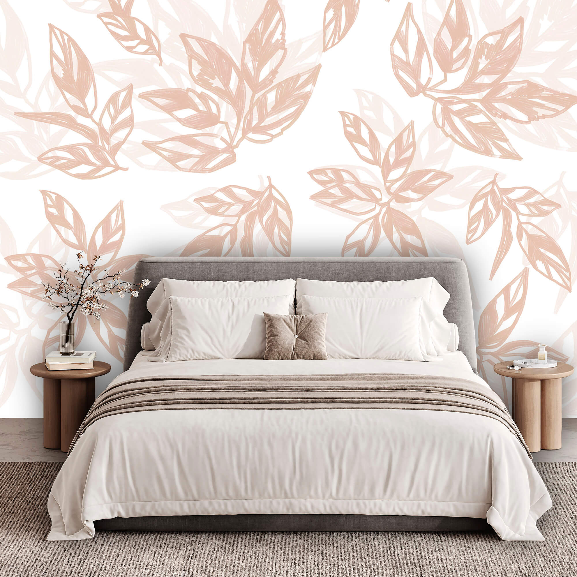 Pattern of leaves on a white background