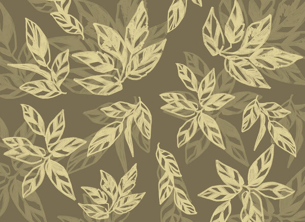 Pattern of leaves on a brown background