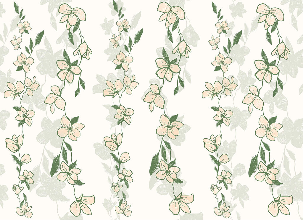 Pattern of flowers and leaves
