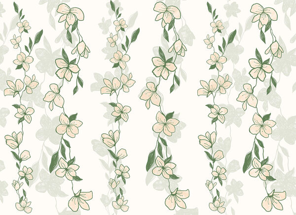 Pattern of flowers and leaves