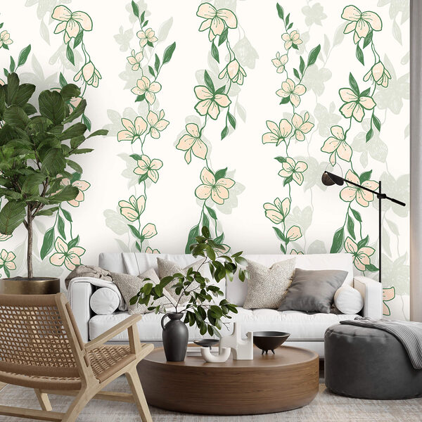 Pattern of flowers and leaves