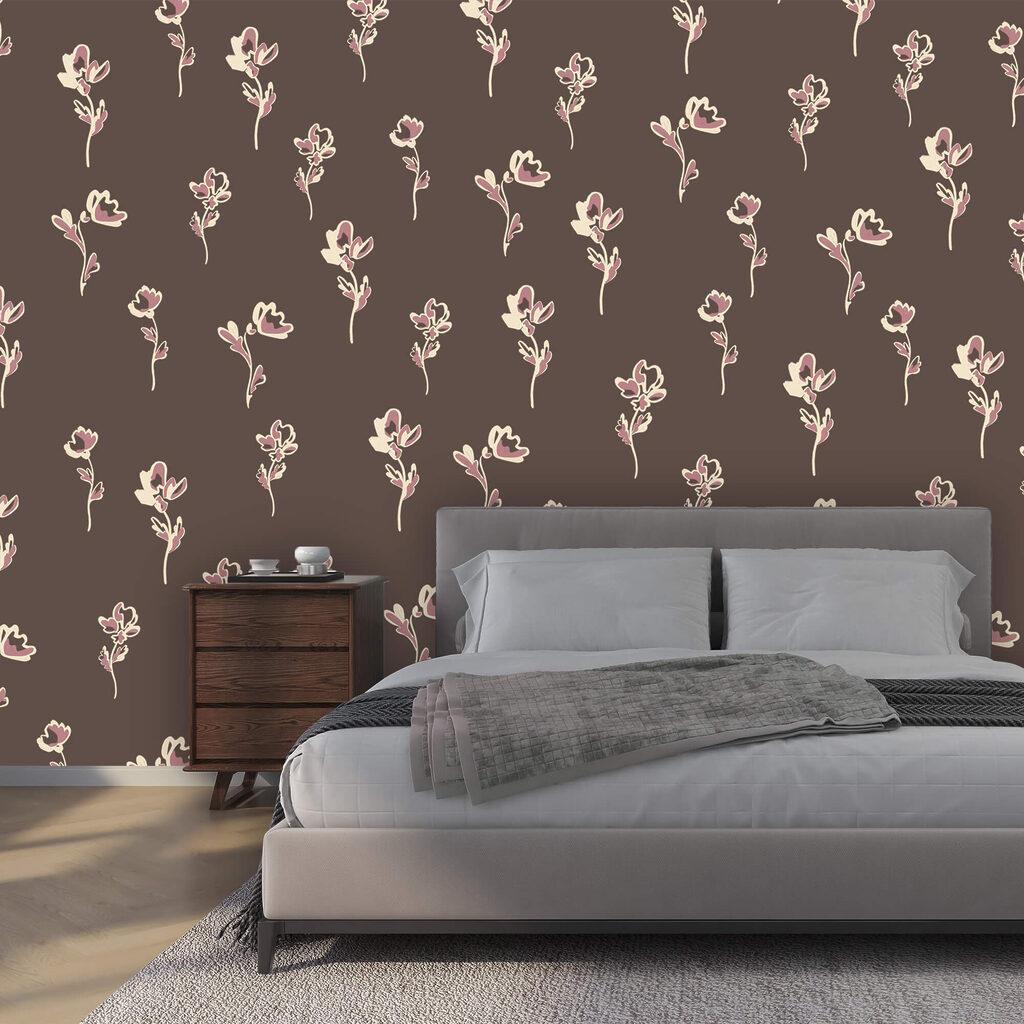 Pattern of flowers on a brown background
