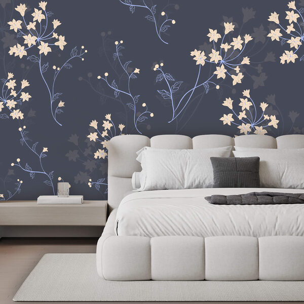 Wall mural Pattern of flowers on a dark background (SKU: t00644) Wall mural Wall mural Pattern of flowers on a dark background (SKU: t00644)