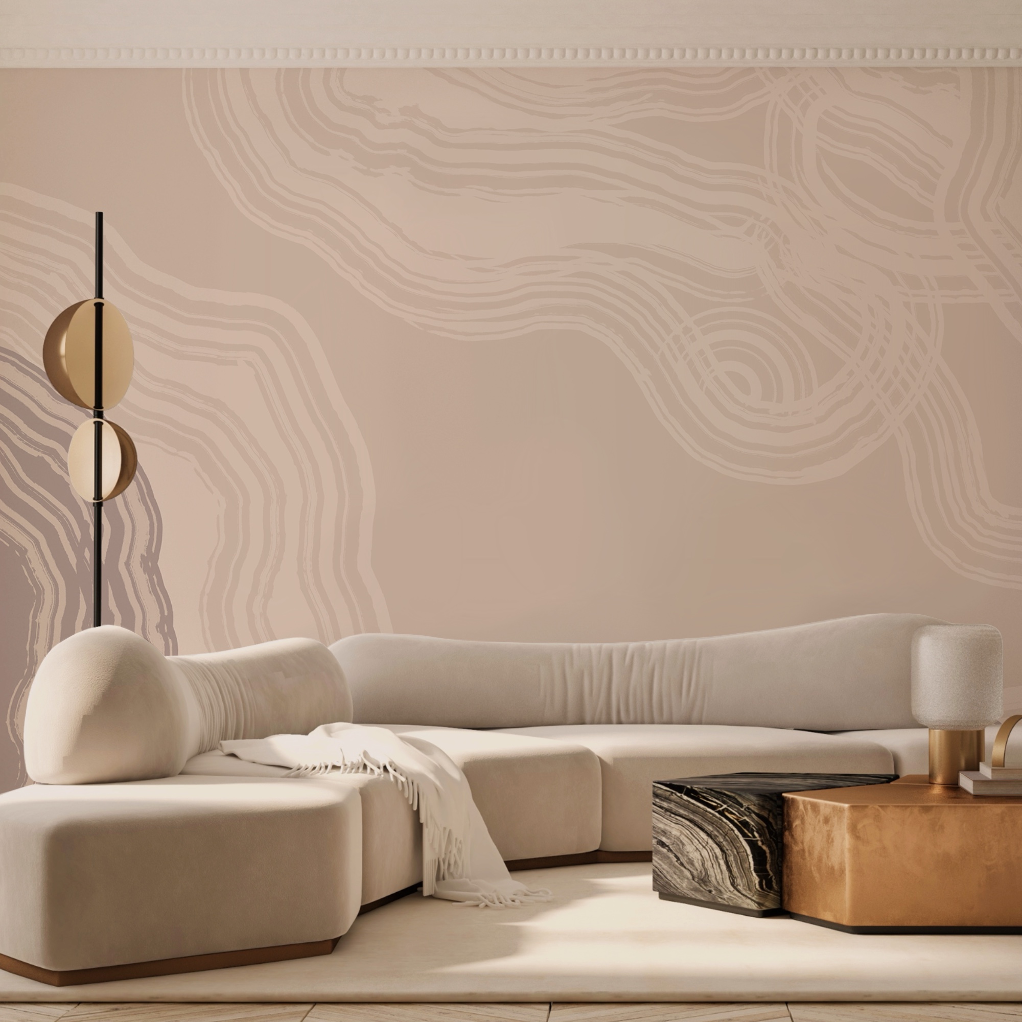 Fluid lines in soft earth tones