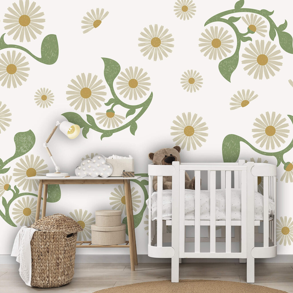 White and green floral pattern