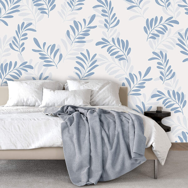 Wall mural Wall mural Pattern of blue leaves (SKU: t00660v2)