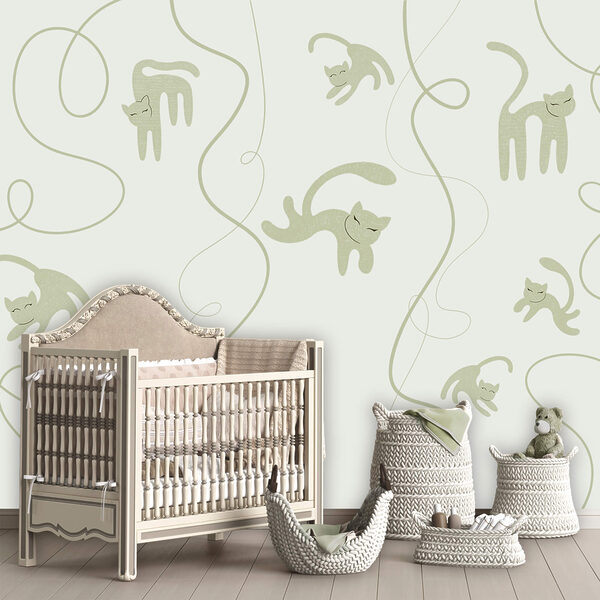 Pattern of cats and vines