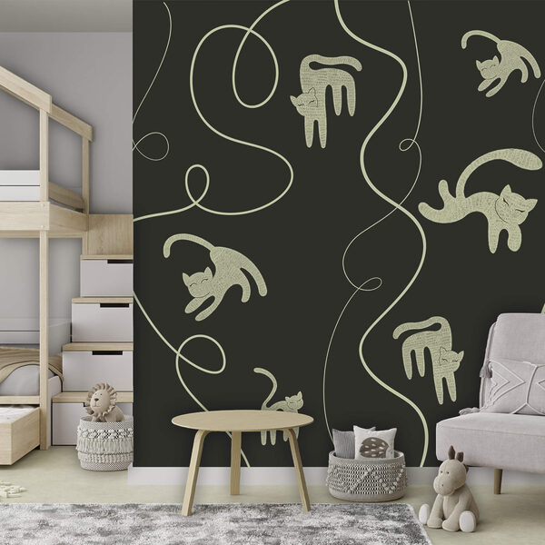 Wall mural Wall mural Pattern of cats and vines (SKU: t00661v1)