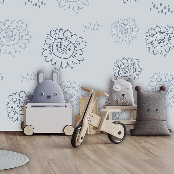 Wall mural Wall mural Pattern of blue lions (SKU: t00664v1)