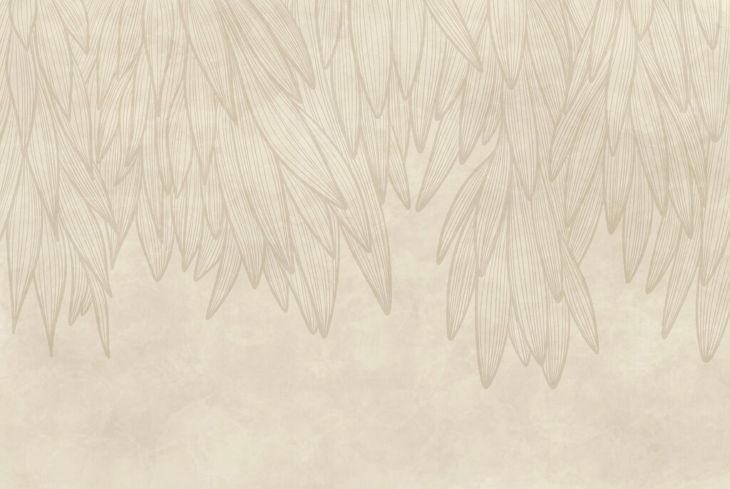 White and tan background with leaves