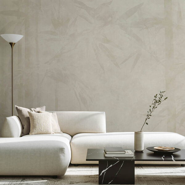 Wall mural Wall mural White background with bamboo leaves (SKU: t00676)